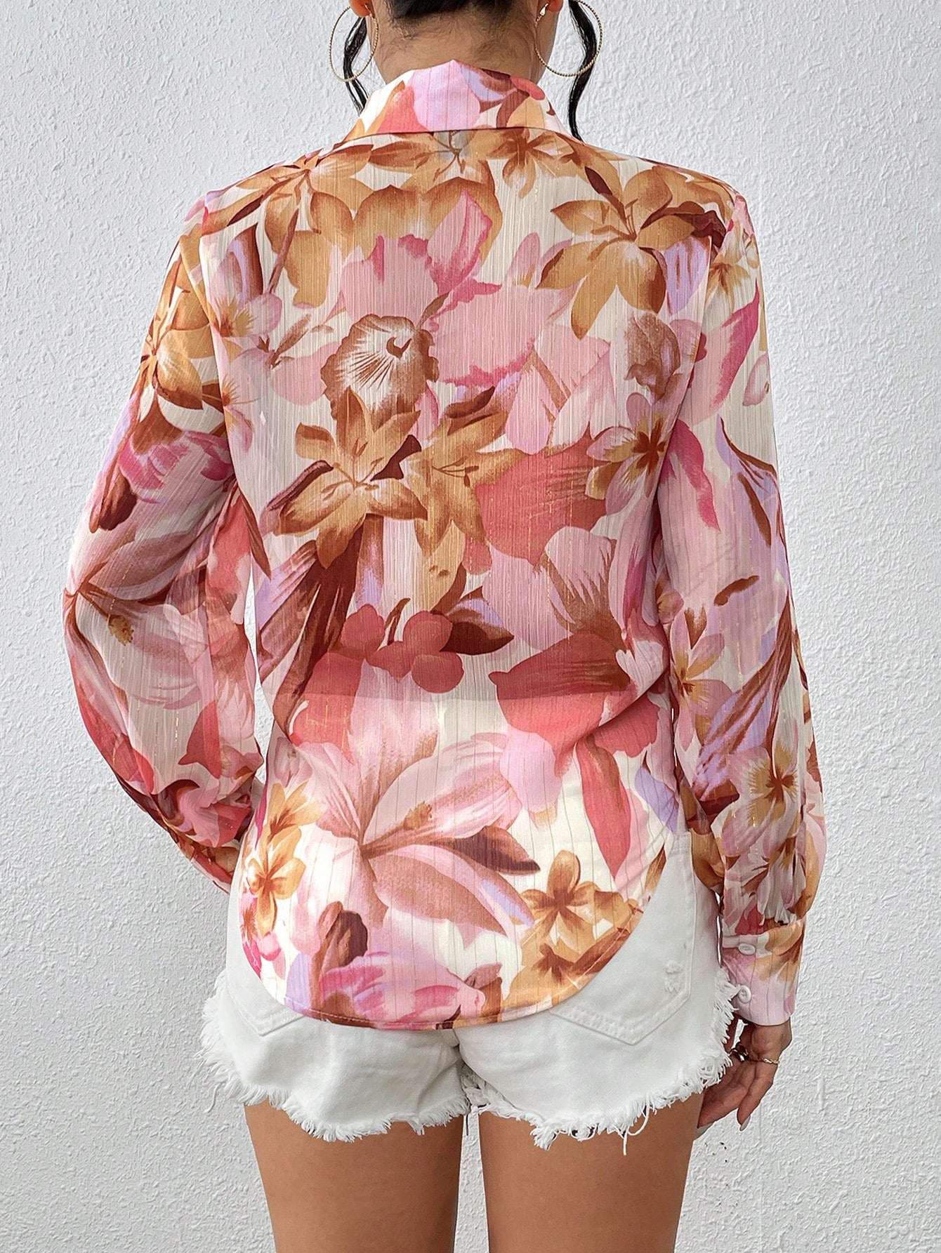 Koszula damska wiązana z nadrukiem kolory