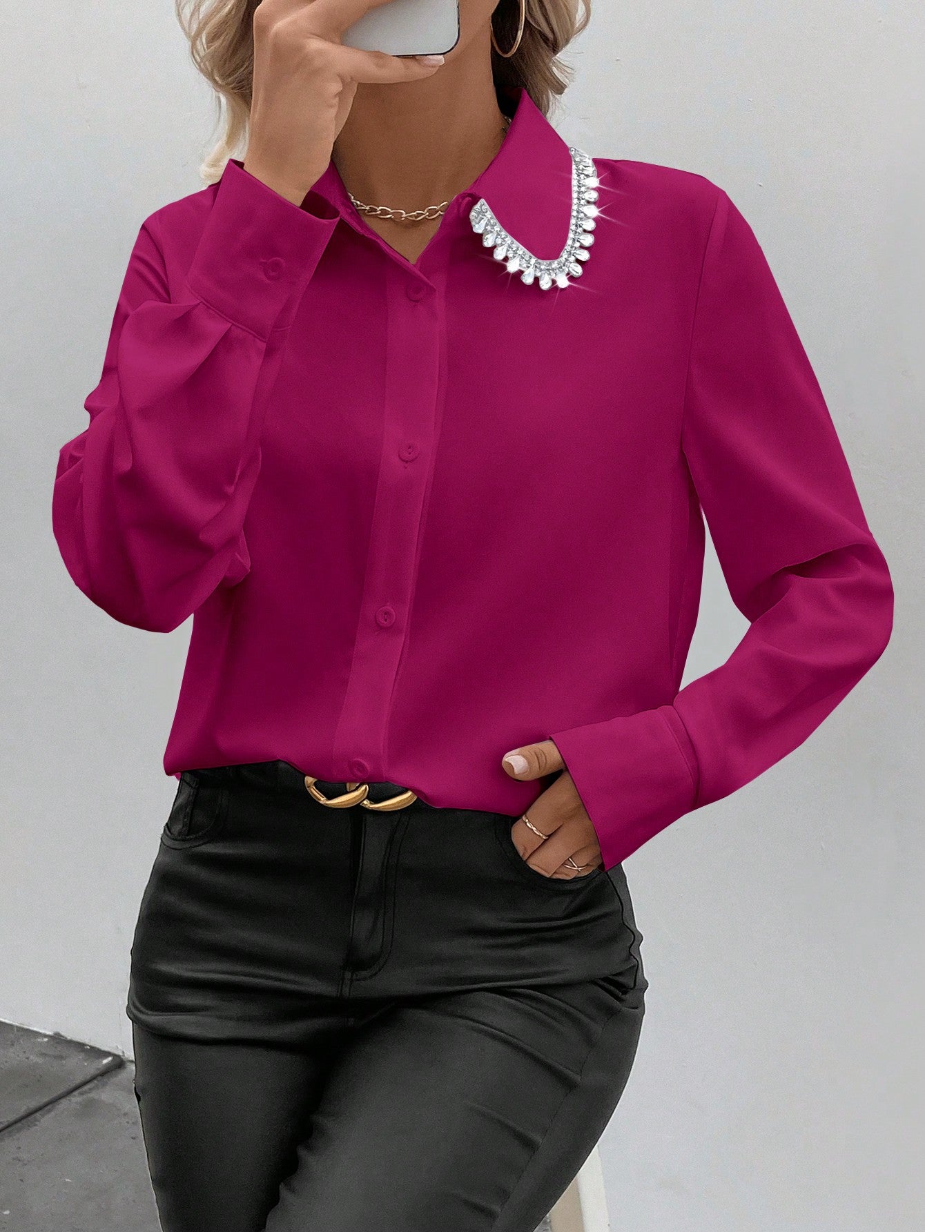 Koszula damska z cyrkoniową aplikacją kolory